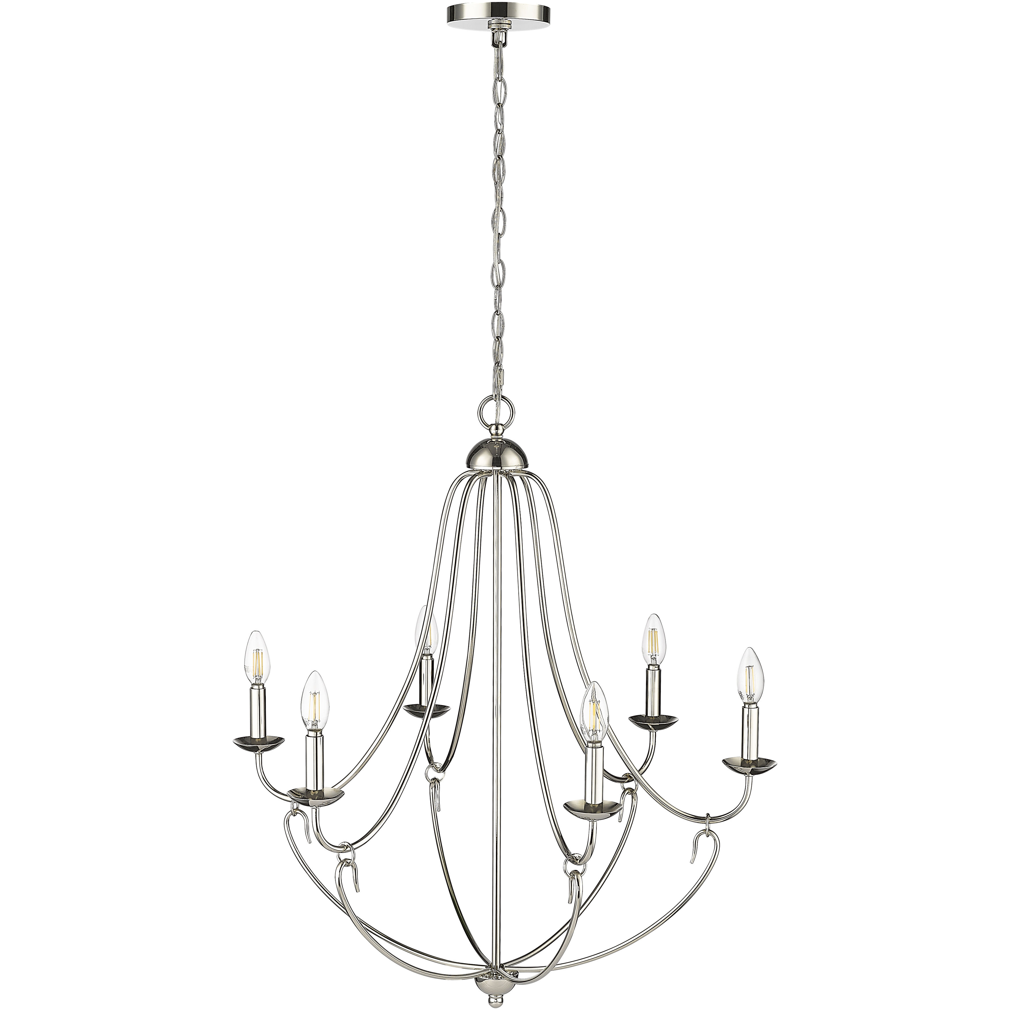 Eisley 6 Light 28.5 inch Polished Nickel Chandelier Ceiling Light